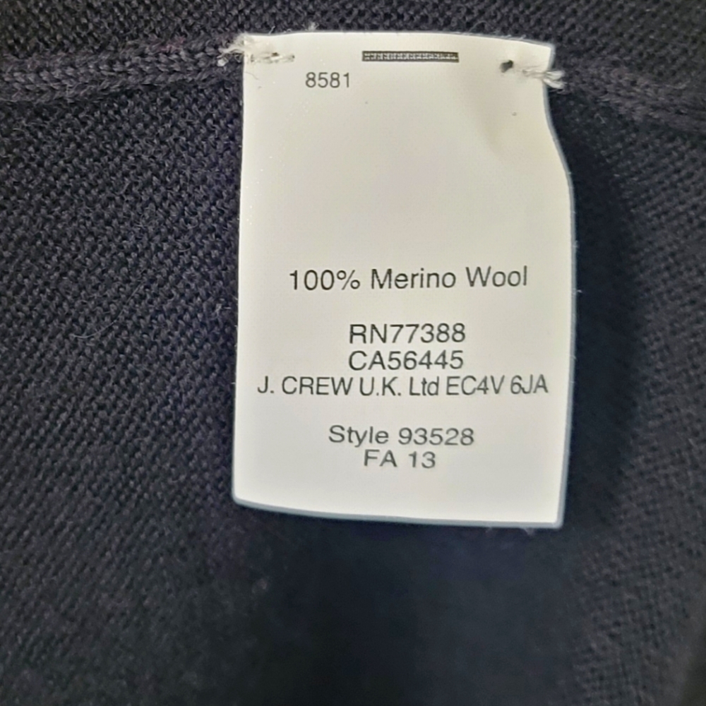 J.Crew 100% Merino Wool Cardigan, Black, Size M  - Picture 3 of 8